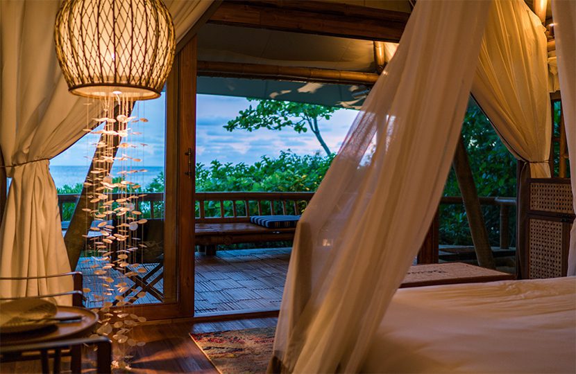 The deck of a beach villa