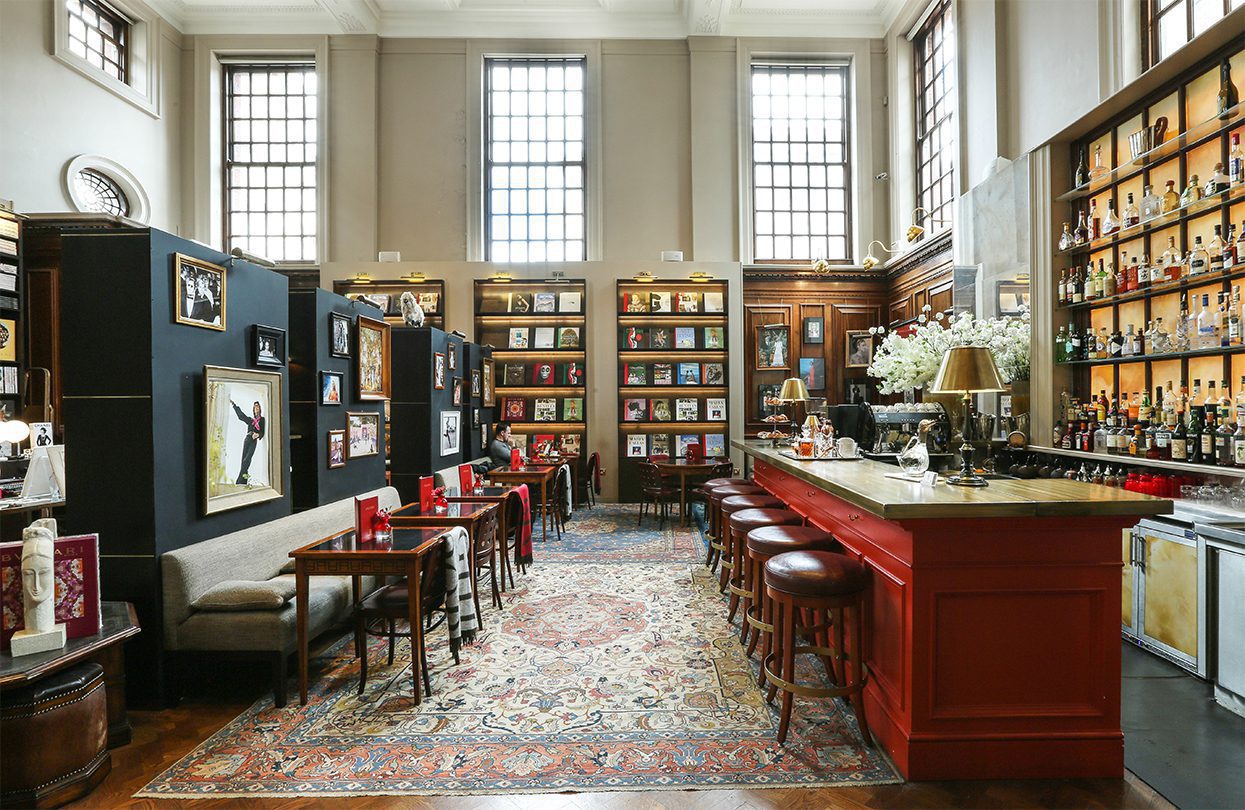 Swans bar at Maison Assouline, designed as a contemporary library