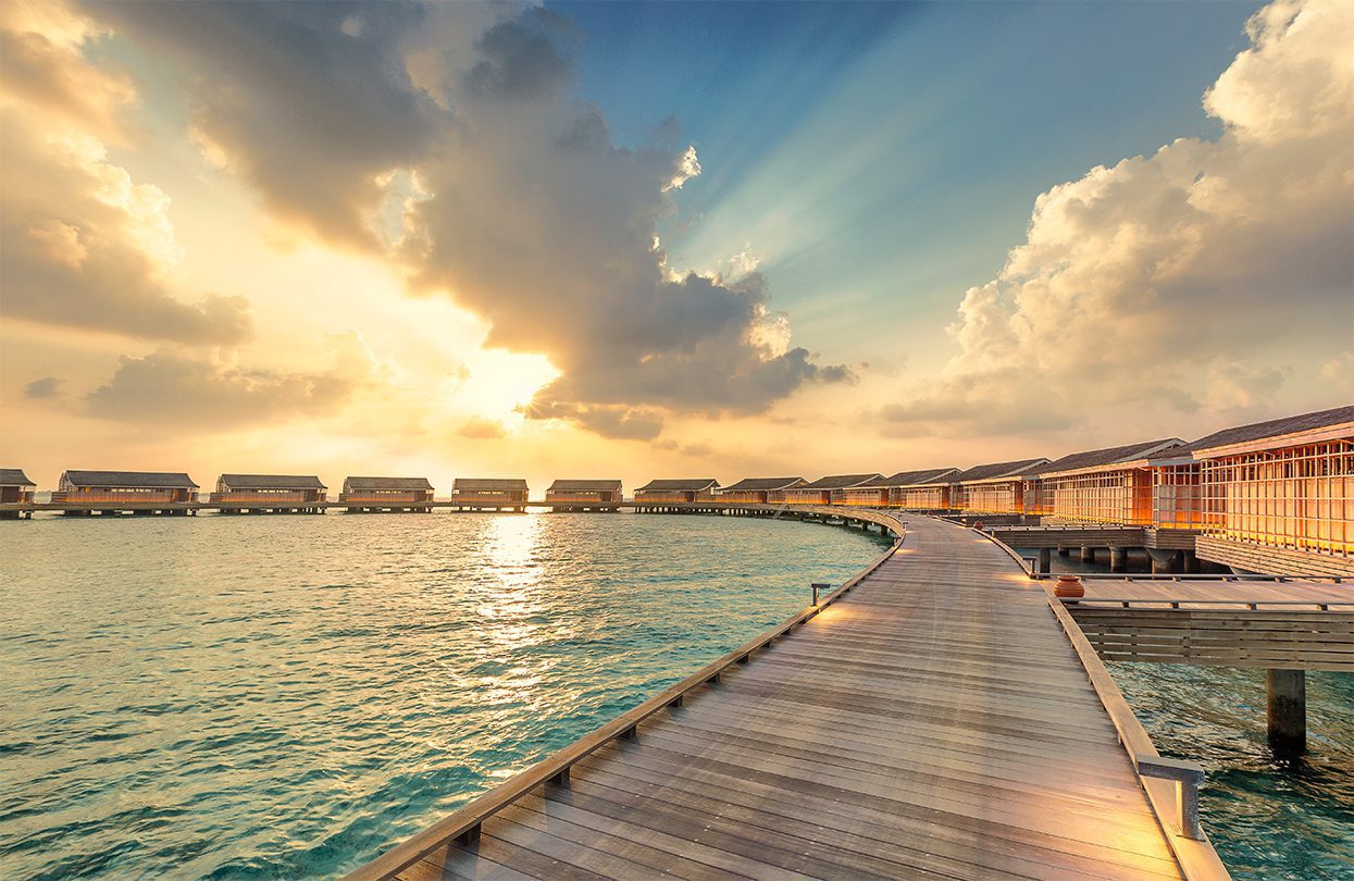 The stunning stretch of houses over the sea at Kudadoo Maldives